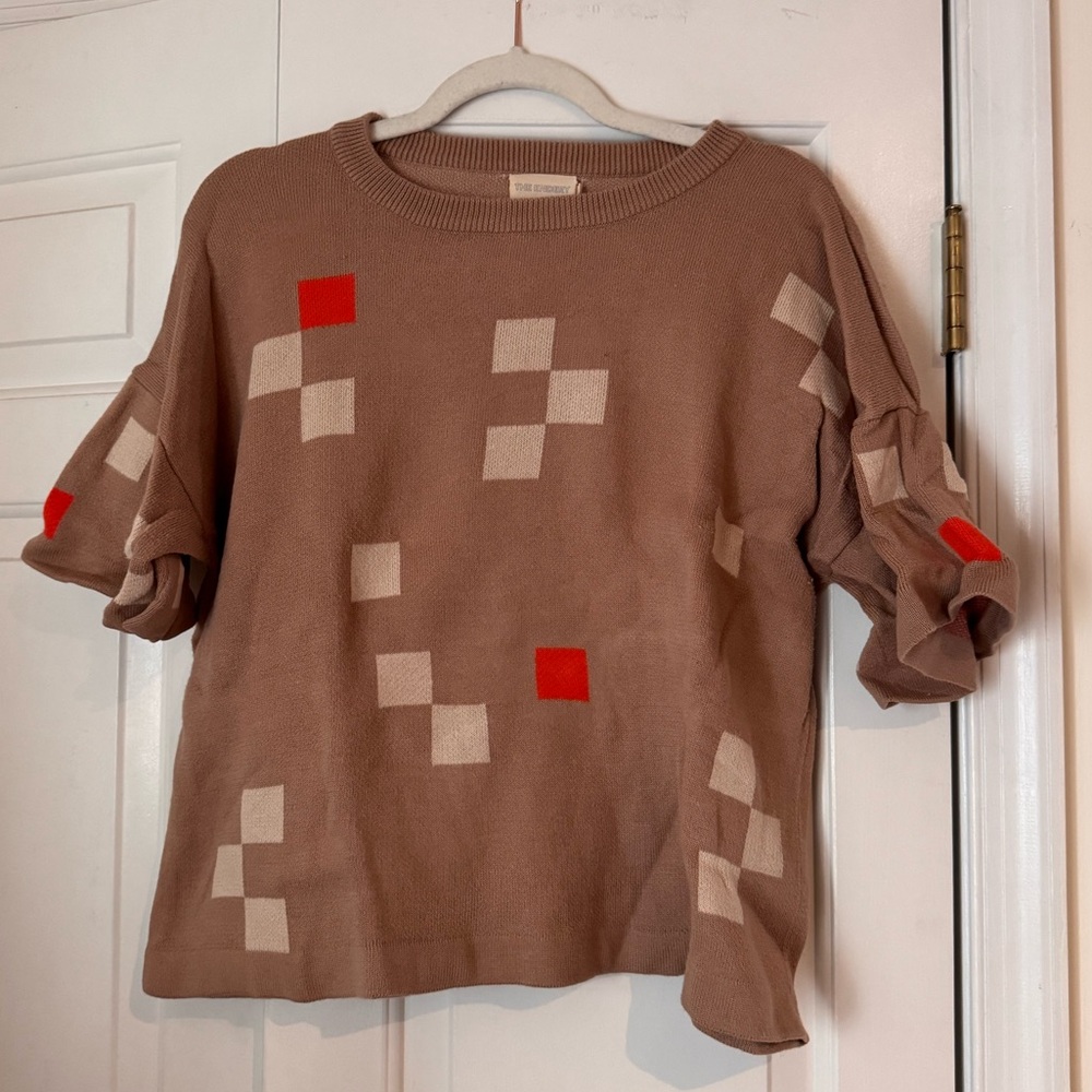 The Endery Albers Short Sleeve Sweater Tee in Rescued Pima Cotton, Dune, M/L